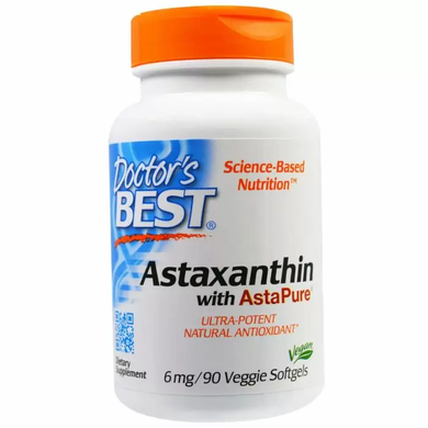 Астаксантин с AstaPure, Astaxanthin, Doctor's Best, 6 мг, 90 капсул