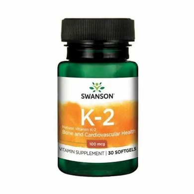 Вітамін К2, Ultra Natural Vitamin K2, Swanson, 100 мкг, 30 гелевих капсул