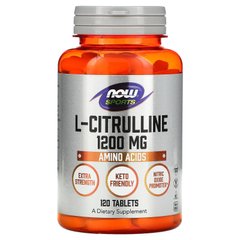 Цитруллин 1200 мг, L-Citrulline 1200 mg NOW Sports — 120 таблеток
