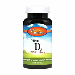 Вітамін Д-3, Vitamin D3, Carlson Labs, 5000 МО, 120 гелевих капсул