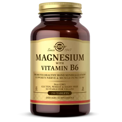 Магній, вітамін В6, Magnesium Vitamin B6, Solgar, 250 таблеток