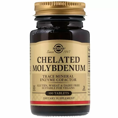 Молибден (Chelated Molybdenum), Solgar, 100 таблеток