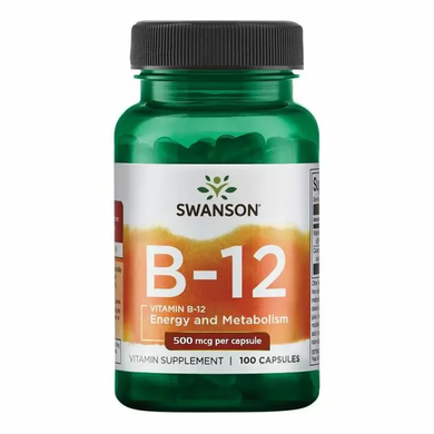 Вітамін В12, Vitamin B-12, Swanson, 500 мкг, 100 капсул