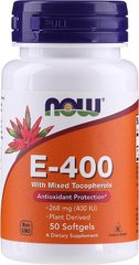 Витамин E, смесь токоферолов, 400 ME, 268 мг, NOW Foods – 50 мягких капсул