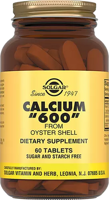 Кальций из раковин устриц, Calcium "600", Solgar, 60 таблеток