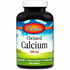 Кальцій хелат, Chelated Calcium, Carlson Labs, 500 мг, 180 таблеток