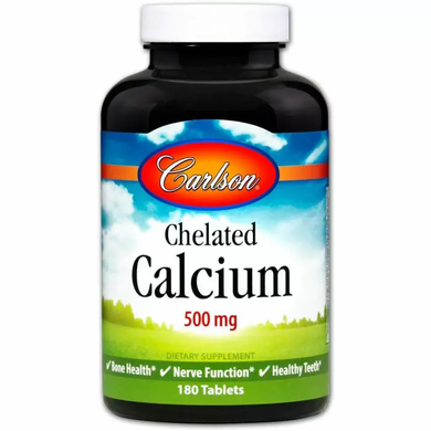 Кальций хелат, Chelated Calcium, Carlson Labs, 500 мг, 180 таблеток