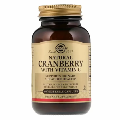 Журавлина + вітамін С, Cranberry Vitamin C, Solgar, 60 капсул