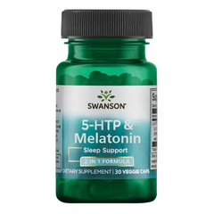5 НТР + Мелатонін, 5-Htp + Melatonin, Swanson, 30 вегетаріанських капсул