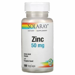 Хелатний цинк, Zinc, Solaray, 50 мг, 100 капсул