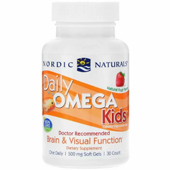 Риб'ячий жир для дітей (ягоди), Daily Omega Kids, Nordic Naturals, 1 в день, 500 мг, 30 капсул