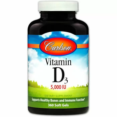 Вітамін Д-3, Vitamin D3, Carlson Labs, 5000 МО, 360 гелевих капсул