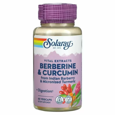 Берберин и куркумин, Berberine & Curcumin, Solaray, экстракты корней, 60 вегетарианских капсул