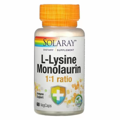 L-лізин монолаурін, L-Lysine Monolaurin, Solaray, 60 вегетаріанських капсул