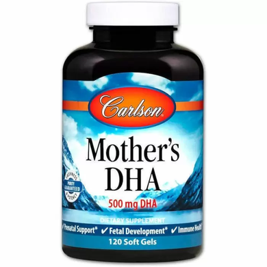 Докозагексаєнова кислота (ДГК) для годуючих мам, Mother's DHA, Carlson Labs, 500 мг, 120 гелевих капсул
