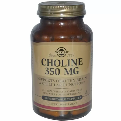 Холін, Choline, Solgar, 350 мг, 100 капсул
