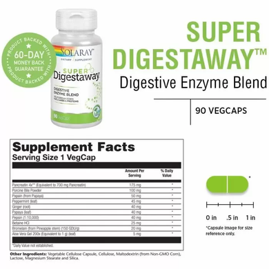 Супер ферменты для пищеварения, Super Digestaway, Solaray, 60 капсул