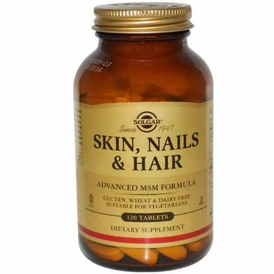 Витамины для волос, кожи и ногтей, Skin, Nails, Hair, Solgar, 120 таблеток