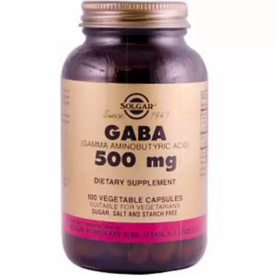 ГАМК, Гамма-аміномасляна кислота (GABA), Solgar, 500 мг, 100 капсул