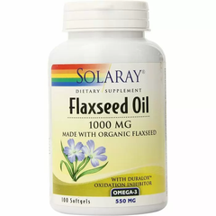 Лляна олія, Flaxseed Oil, Solaray, 1000 мг, 100 гелевих капсул