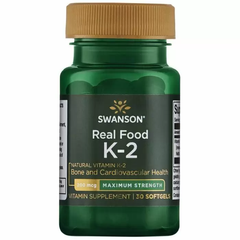 Витамин К2, Vitamin K2, Swanson, максимальная сила, 200 мкг, 30 гелевых капсул