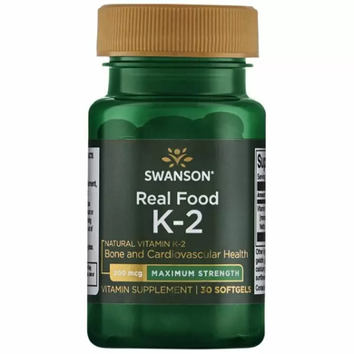 Вітамін К2, Vitamin K2, Swanson, максимальна сила, 200 мкг, 30 гелевих капсул