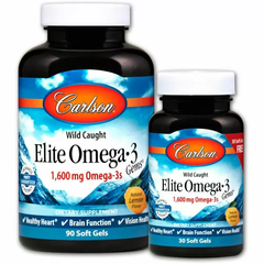 Омега-3, Elite Omega-3, Carlson Labs, смак лимона, 1600 мг, 90 + 30 капсул