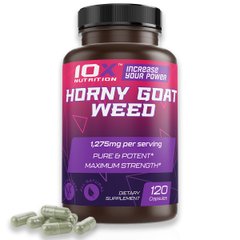 Горянка с макой, Horny Goat Weed, 10X Nutrition USA, 1275 мг, 120 органических капсул