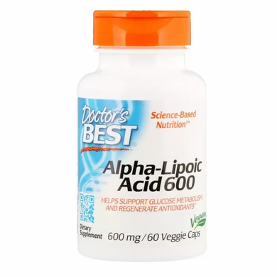 Альфа-липоевая кислота, Alpha-Lipoic Acid, Doctor's Best, 600 мг, 60 кап.