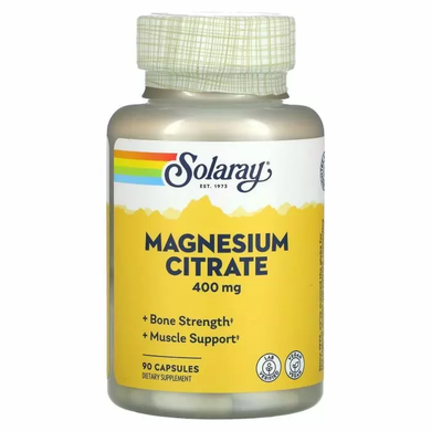 Магній цитрат, Magnesium Citrate, Solaray, 400 мг, 90 капсул