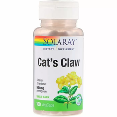 Кошачий коготь, Cat's Claw, Solaray, для веганов, 500 мг, 100 капсул