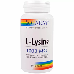 Лизин, L-Lysine, Solaray, 1000 мг, 90 таблеток