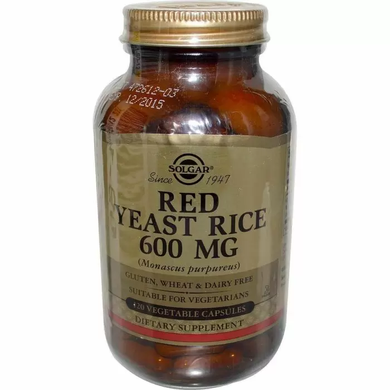 Красный дрожжевой рис, Red Yeast Rice, Solgar, 600 мг, 120 капсул