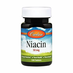 Ниацин (Витамин В3), Niacin, Carlson Labs, 50 мг, 100 таблеток