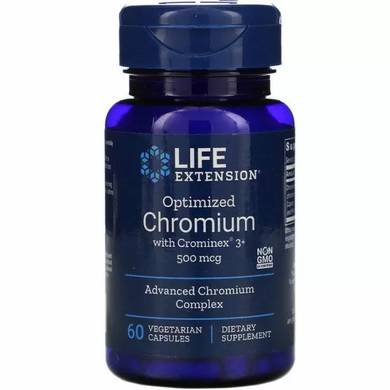 Хром, Chromium, Life Extension, оптимізований, 500 мкг, 60 капсул