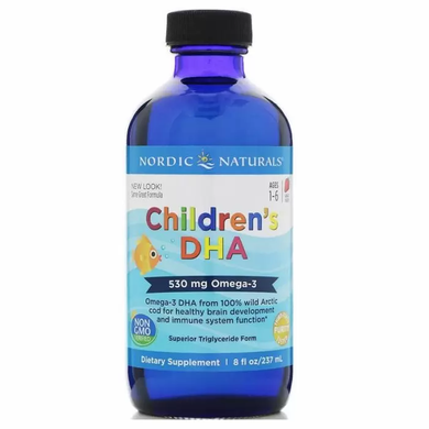 Жидкий рыбий жир для детей от 1 до 6 лет, Children's DHA, Nordic Naturals, клубника, 530 мг, 237 мл