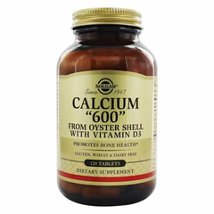 Кальций из раковин устриц, Calcium "600", Solgar, с витамином D3, 120 таблеток