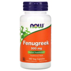 Пажитник, Fenugreek 500 мг, NOW Foods – 100 веганських капсул