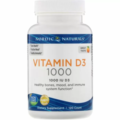 Витамин Д3 (апельсин), Vitamin D3, Nordic Naturals, 1000 МЕ, 120 капсул