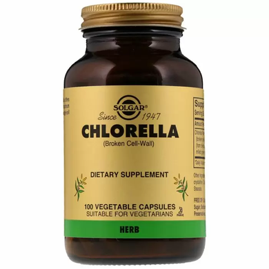 Хлорелла, Chlorella, Solgar, сломанные клеточные стенки, 100 капсул