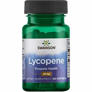 Лікопін, здоров'я простати, Lycopene, Swanson, 20 мг, 60 гелевих капсул