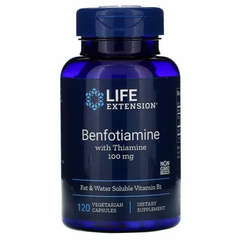 Бенфотіамін, Benfotiamine, Life Extension, з тіаміном, 100 мг, 120 капсул