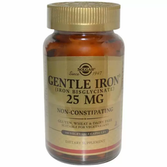 Залізо, Gentle Iron, Solgar, 25 мг, 180 капсул