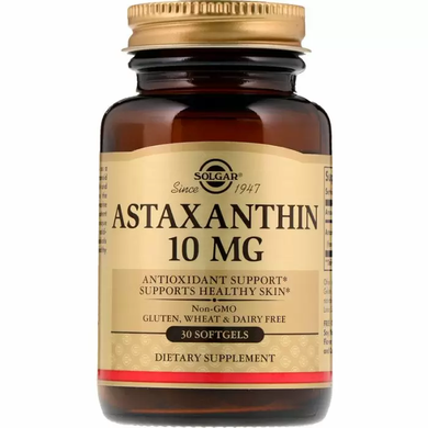 Астаксантин, Astaxanthin, Solgar, 10 мг, 30 гелевих капсул