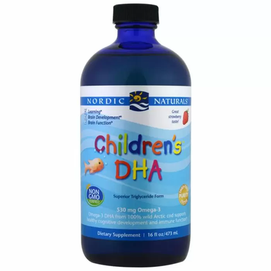 Рыбий жир для детей от 1 до 6 дет, Children's DHA, Nordic Naturals, клубника, жидкий, 530 мг, 473 мл