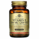 Вітамін Е, Vitamin E, Solgar, чистий токоферол, 200 МО, 100 капсул: зображення — 1