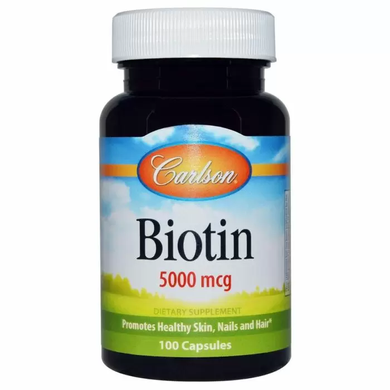 Биотин, Biotin, Carlson Labs, 5000 мкг, 100 кап.
