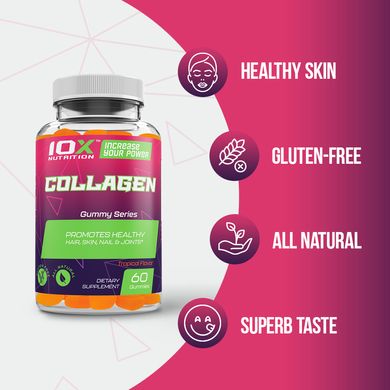 Коллаген, Collagen, 10X Nutrition USA, 60 жевательных конфет