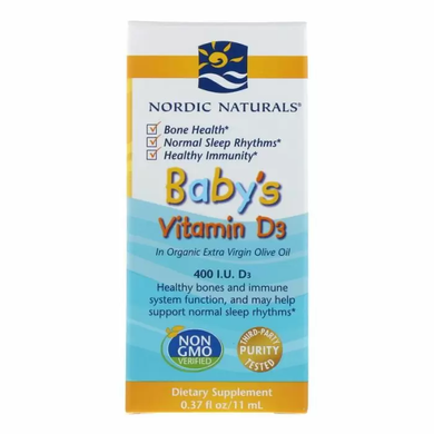 Вітамін Д3 для маленьких дітей, Vitamin D3, Nordic Naturals, 400 МО, 11 мл.