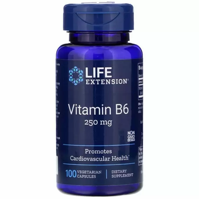 Витамин В6 (пиридоксин), Vitamin B6, Life Extension, 250 мг, 100 капс.